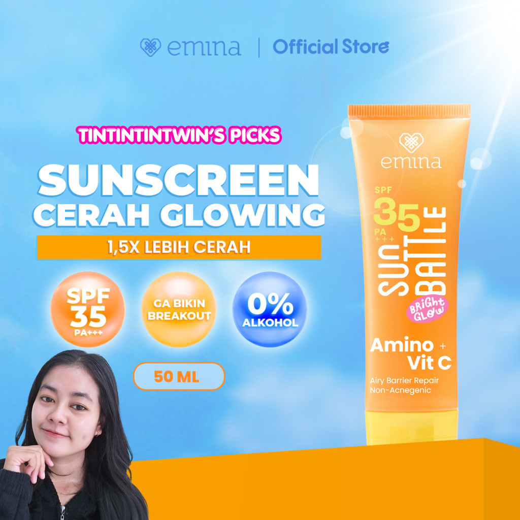 [CREATOR'S PICK] Emina Sun Battle Bright Glow SPF 35 PA+++ - Sunscreen Serum Amino Vitamin C - Cerah
