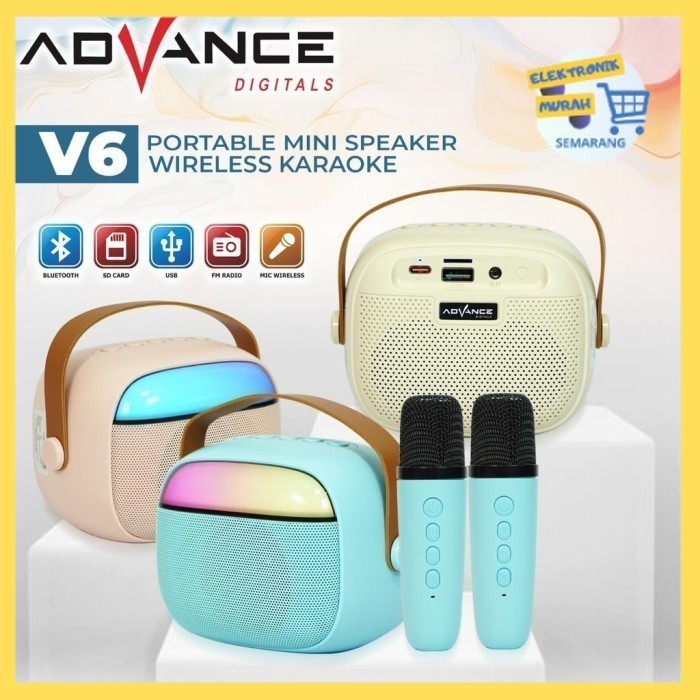 Advance Speaker Bluetooth V6 Free 2 Mic Wireless Karaoke Salon Aktif MusicBox Speaker Aktif [EMS]
