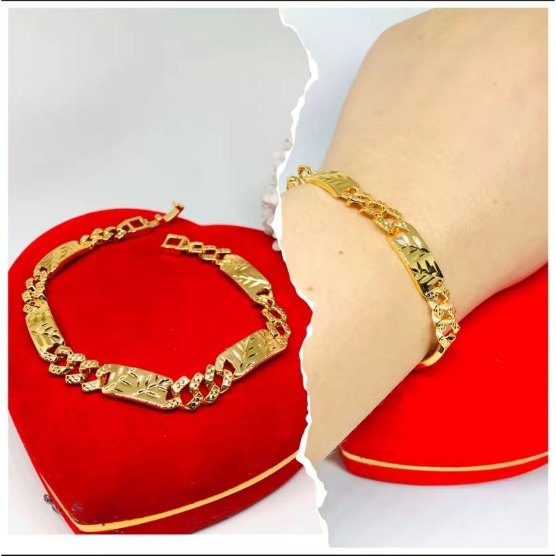 Gelang Plat Titanium Gold Gelang Rantai Plat Gold Wanita Dewasa Anti Karat Anti Luntur