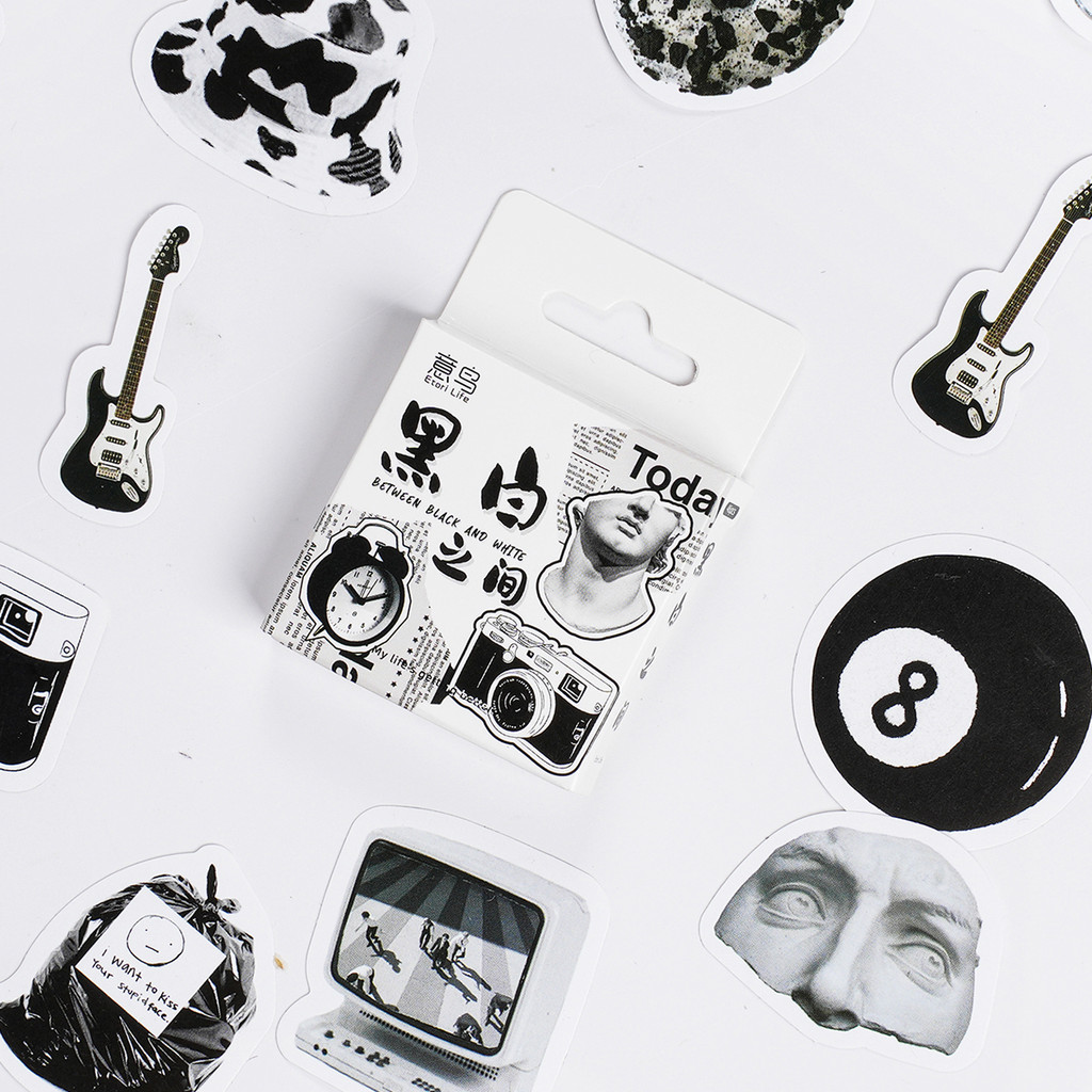 

Etori Life 46pcs Vintage stickers in black and white DIY Decoration Student Stationery Notebook Diary Journal Stickers