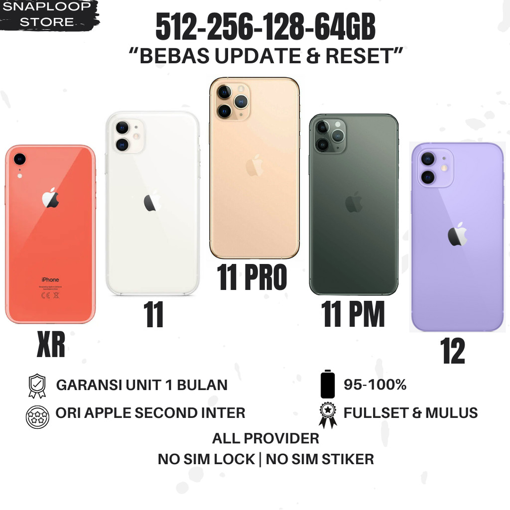 iphone second 12 11 pro max xr normal minus 256gb 128gb 64gb original 100% fullset mulus like new