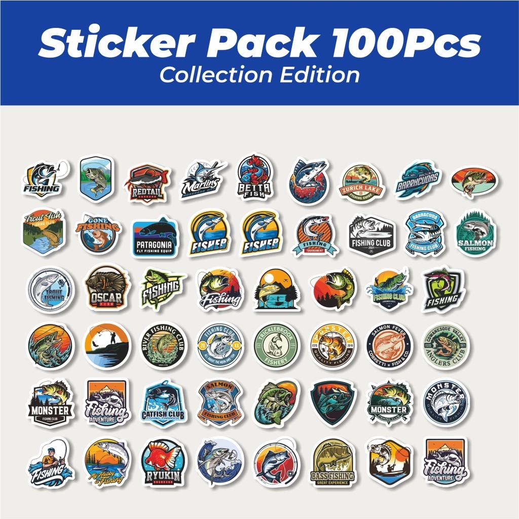 

Hot Stiker Logo Fishing [Memancing] Lucu Anti Air Stikers Berperekat Waterproof Sticker Decal Buat Motor Helm Buku Journal Koper Casing HP Laptop Botol Minum
