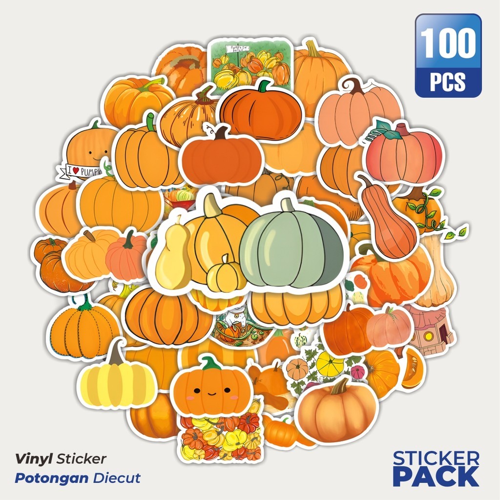 

MURAH 100 PCS Stiker Labu Waterproof Aesthetic- Untuk Laptop, Motor, dan Helm - Paper Stationery Pack