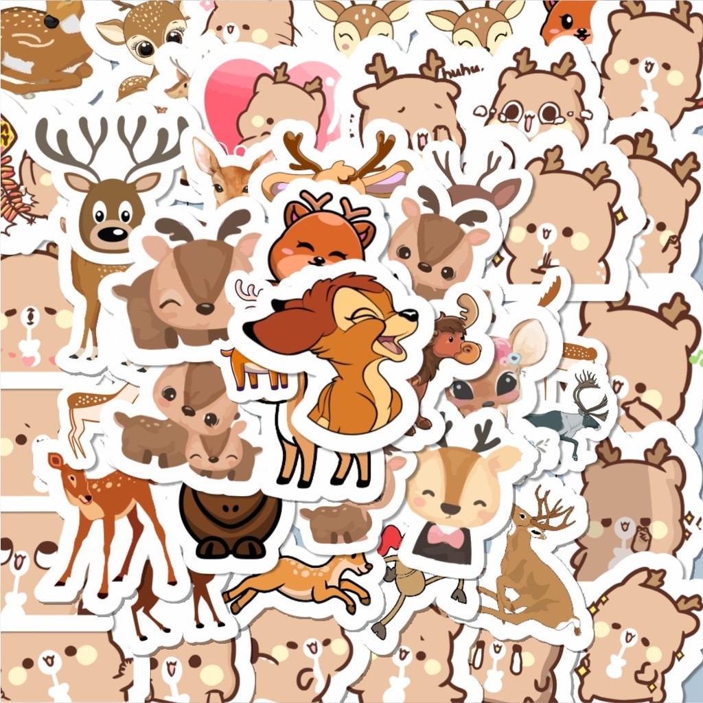 

100PCS Lucu Stiker Hewan Rusa Stiker Aesthetic Stiker Anti Air Stikers Berperekat Waterproof sticker decal buat Motor Helm Buku Journal Koper Casing HP Laptop Botol Minum Hadiah anak