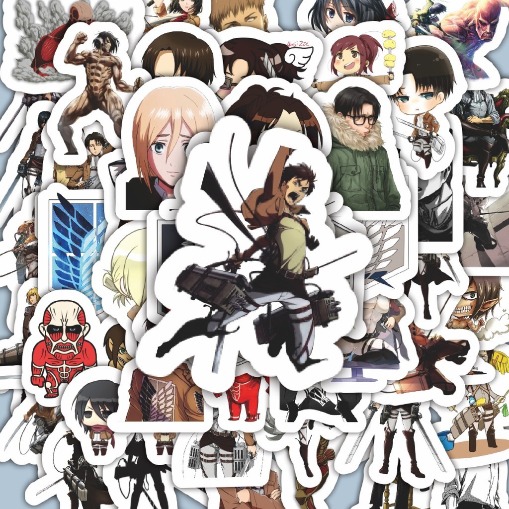 

100PCS Lucu Stiker Anime Attack On Titan 2 Stiker Aesthetic Stiker Anti Air Stikers Berperekat Waterproof sticker decal buat Motor Helm Buku Journal Koper Casing HP Laptop Botol Minum Hadiah anak