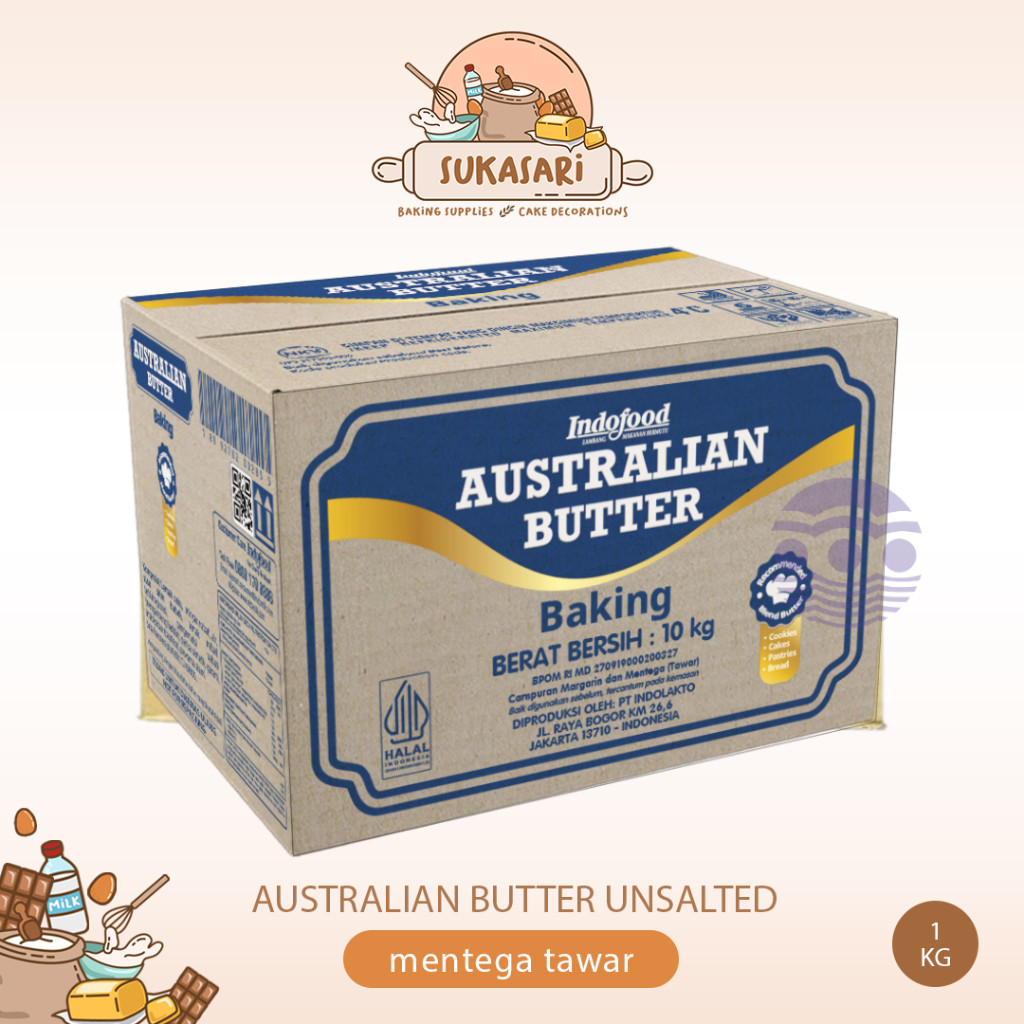 

Australian Butter unsalted 1kg dus biru mentega tawar / Australian Butter KEMASAN DUS BIRU / Australian butter KHUSUS BAKING