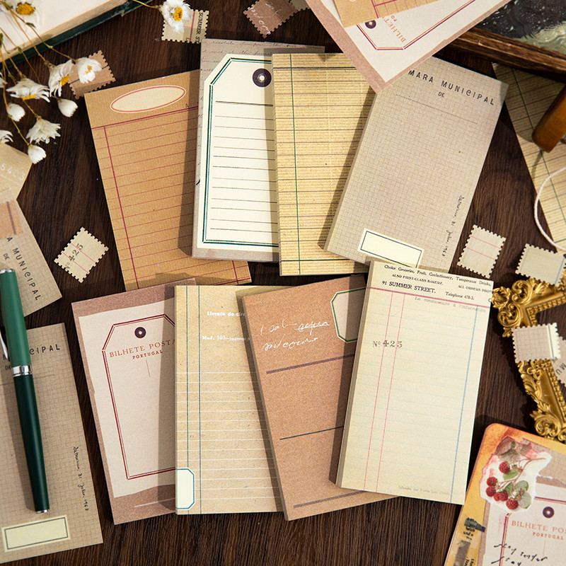 

Yoofun 50 sheets Light Vintage Basic Memo Pads Material Paper Junk Journal Scrapbooking Cards Retro Background Decoration Paper