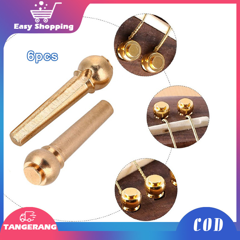 6pcs Bridge Gitar Akustik Pin Bridge Logam Bahan Tembaga Pin Gitar Akustik