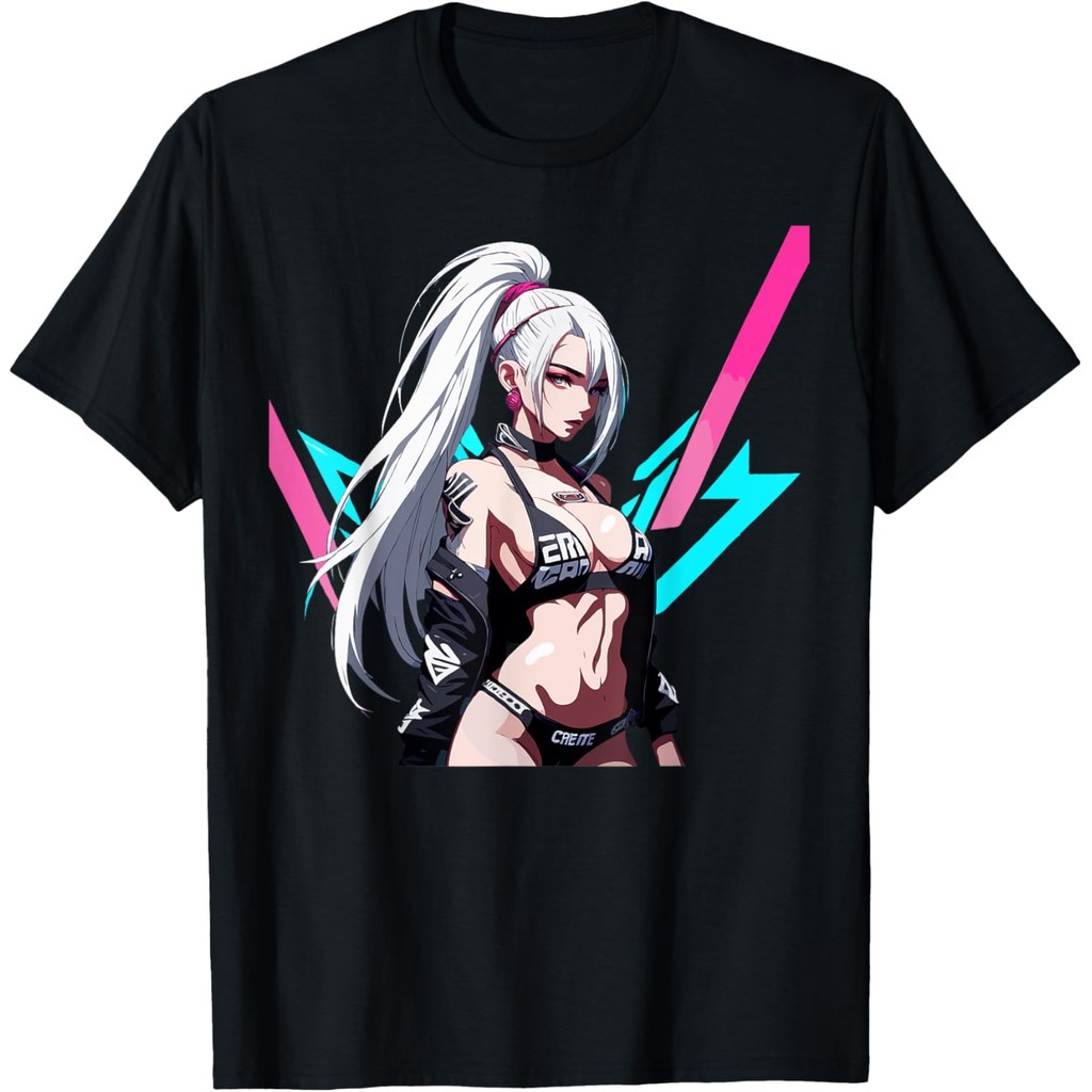 kaos Sexy Waifu Otaku Anime Cyberpunk Girl Japanese T-Shirt COD
