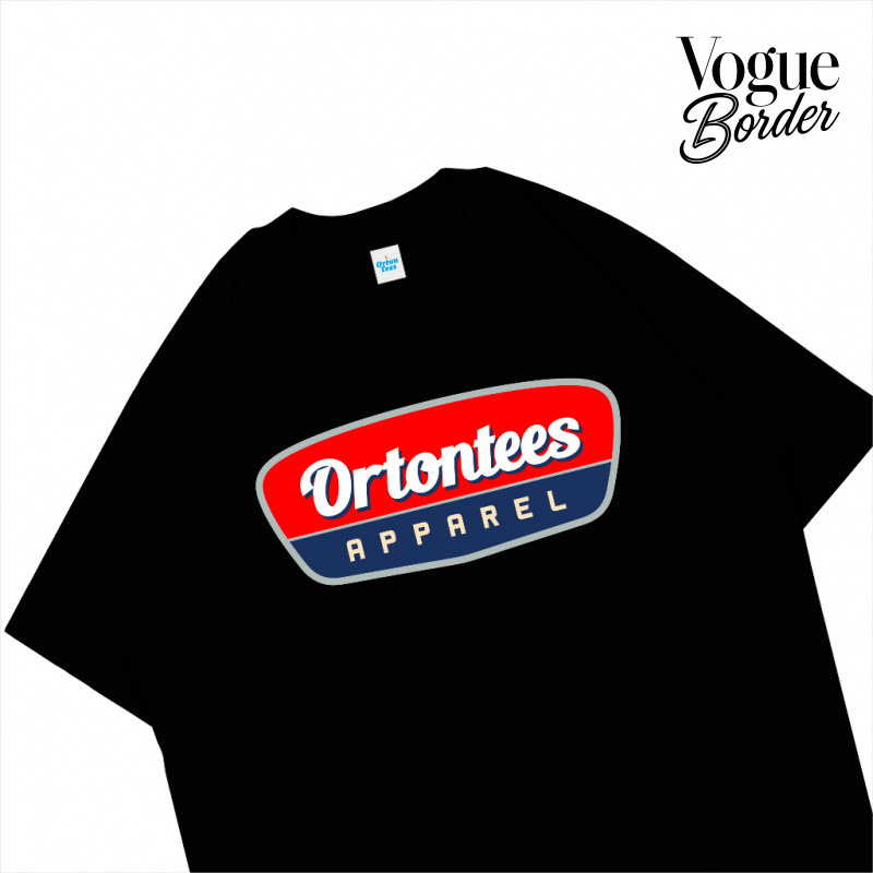 VOGUE BORDER ORTONTEES VINCT KAOS  HITAM T-Shirt Pria Wanita Premium Cotton 24s Kaos Street Wear Dis