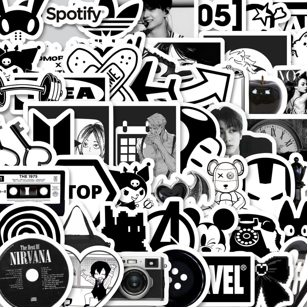 

Stiker Cutting Pack Stiker Random Aesthetic Black & White Isi 100Pcs Series Aesthetic Lucu Keren Untuk Koper Bahan Vynil