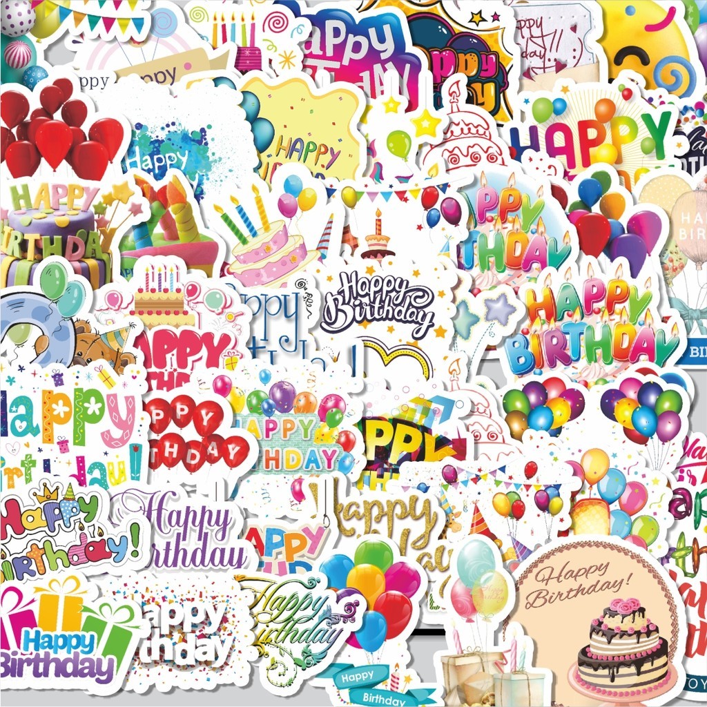 

Stiker Cutting Pack Stiker Tulisan Happy Birthday/Selamat Ulang Tahun Isi 100Pcs Series Aesthetic Lucu Keren Untuk Koper Bahan Vynil