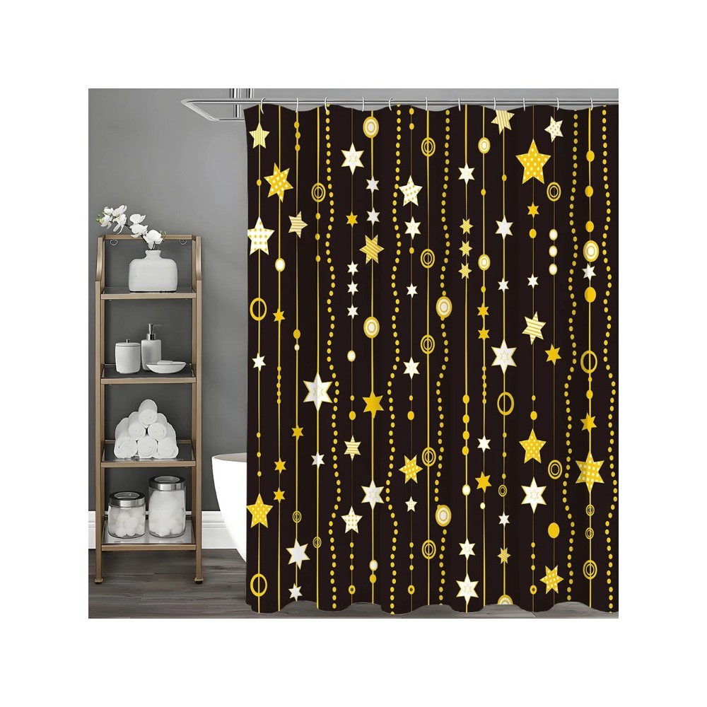 Star Pendant Shower Curtain, Bathroom Decorative Shower Curtain, Waterproof Shower Curtain with Hook