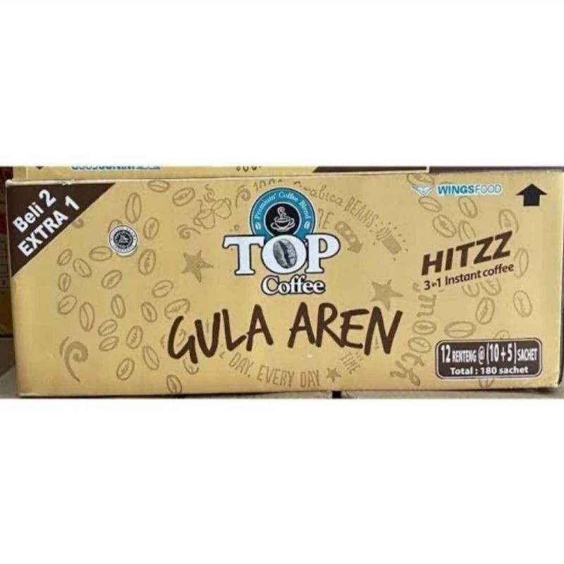 

1 KARTON TOP COFFEE GULA AREN 22GRAM ISI 180 SACHET