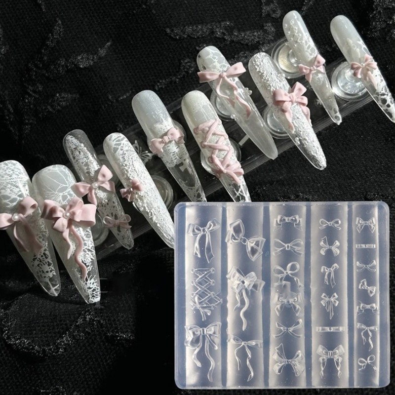 

Wings Bowknot Flowers Silicone Mould For Beauty Nail Art DIY Handmade Tool Small Beads Polymer Clay Mold