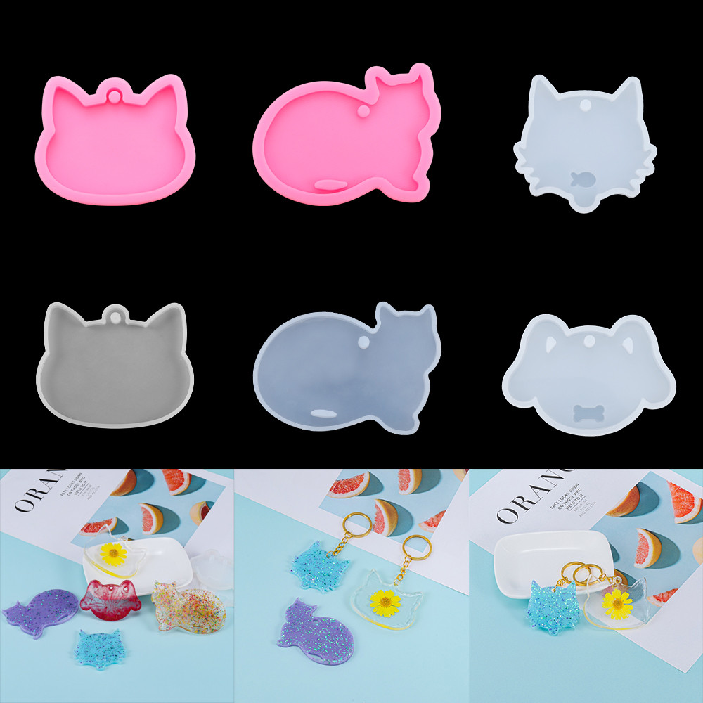 

Cute Cat Head Pet Hanging Tag Silicone Mold Animal Pendants Epoxy Resin Molds For DIY Keychain Handmade Crafts Jewelry Making