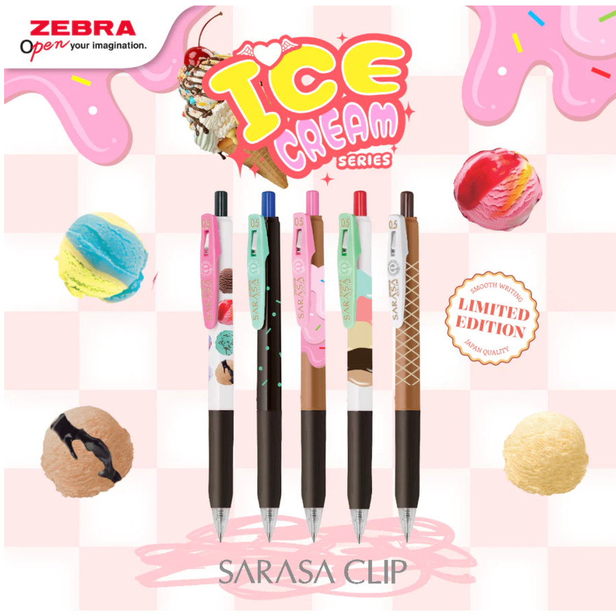 

Zebra Alat Tulis Pulpen Gel Sarasa 0.5mm Limited Edition Ice Cream Series - isi 5 pcs