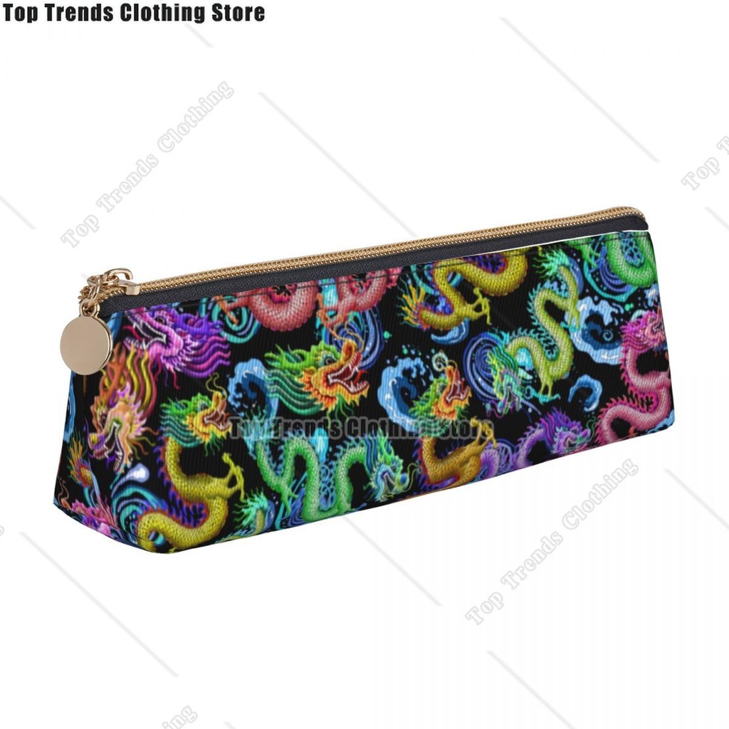 

Dragon Storm Pencil Case Colorful Dragons Print Pencil Box Students Retro University Back To School Pencil Cases Stationery