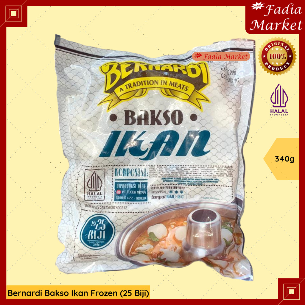 

Bernardi Bakso Ikan Fish Meatball Frozen Food 340g 25 Biji