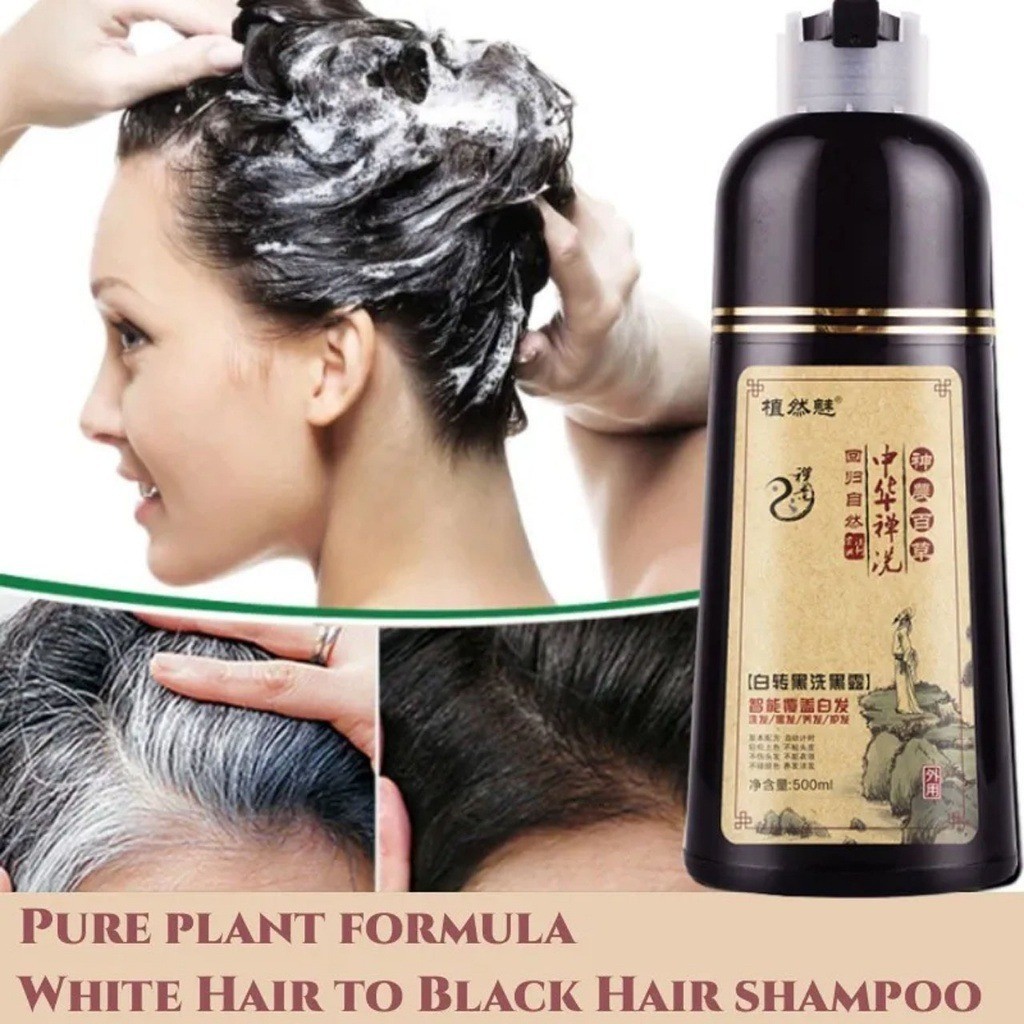 shampoo uban Sampo Penghitam Rambut Uban Shampo Penghilang Uban Shampoo Pewarna Rambut Sampo Semir R