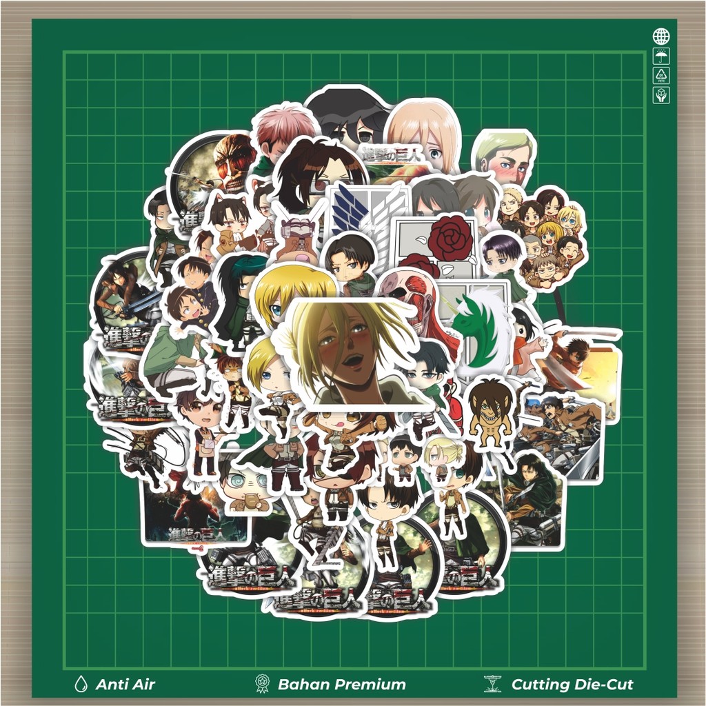 

HOT 50 PCS STIKER Stiker Anime Attack on Titan Stiker Fashion Cars Decal Dingin Kartu Album Custom Vinyl Anti Air- Sticker Aesthetic Buku Journal Koper Casing HP Tablet Laptop Helm Motor Botol Minum