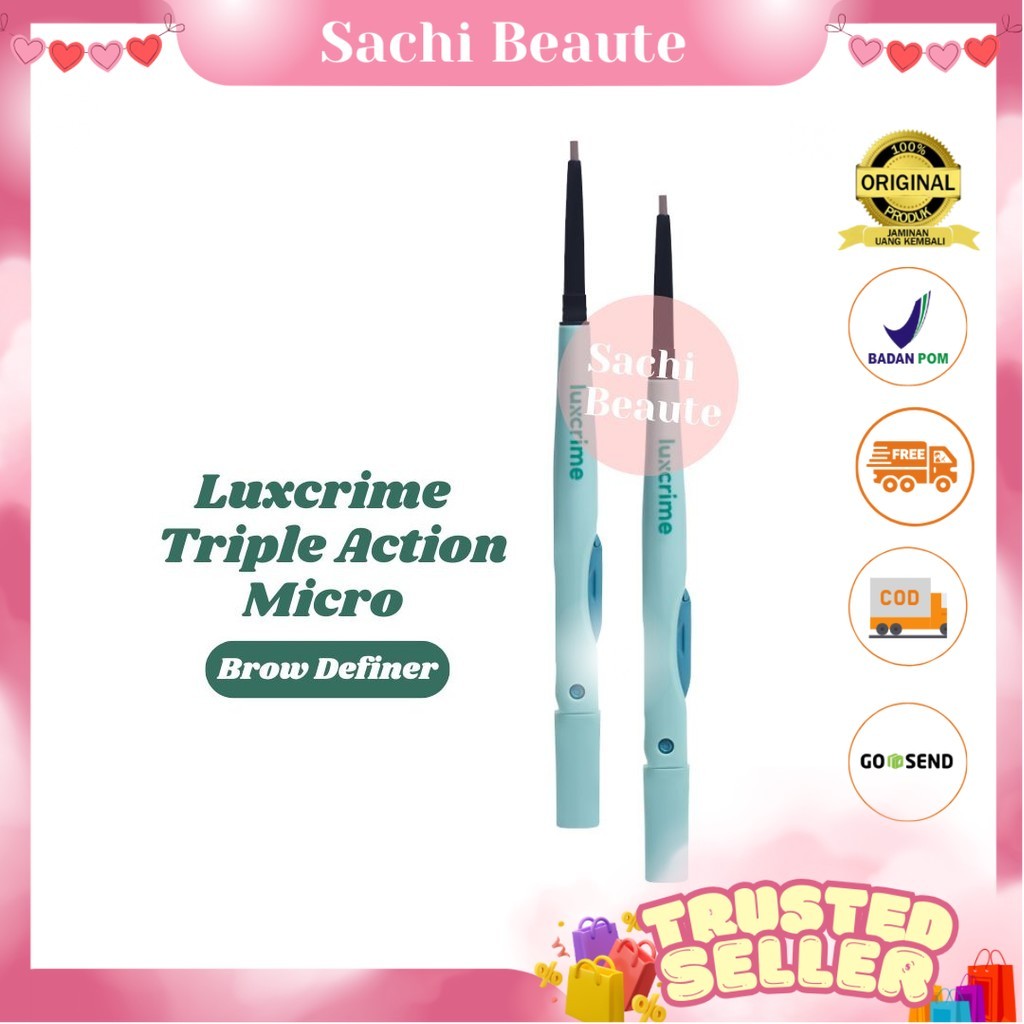 Luxcrime Triple Action Micro Brow Definer Pensil Alis