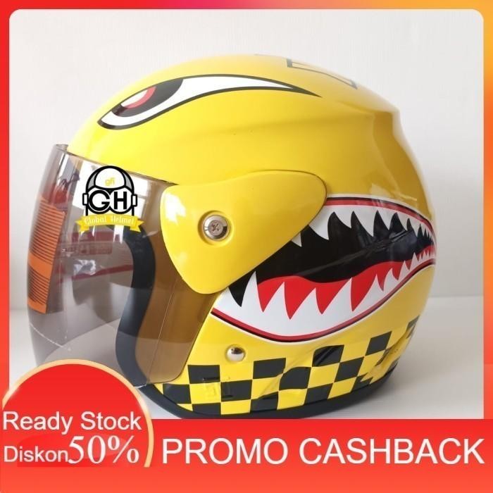 HELM EVOLUTION SHARK WARHAWK YELLOW HALF FACE MODEL GM