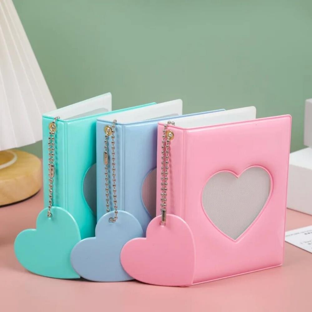 

1piece 3 Inch Photocard Holder Heart Love Hollow Photo Album 32 Pockets Card Binder Mini Idol Pictures Storage Case 3 Colors