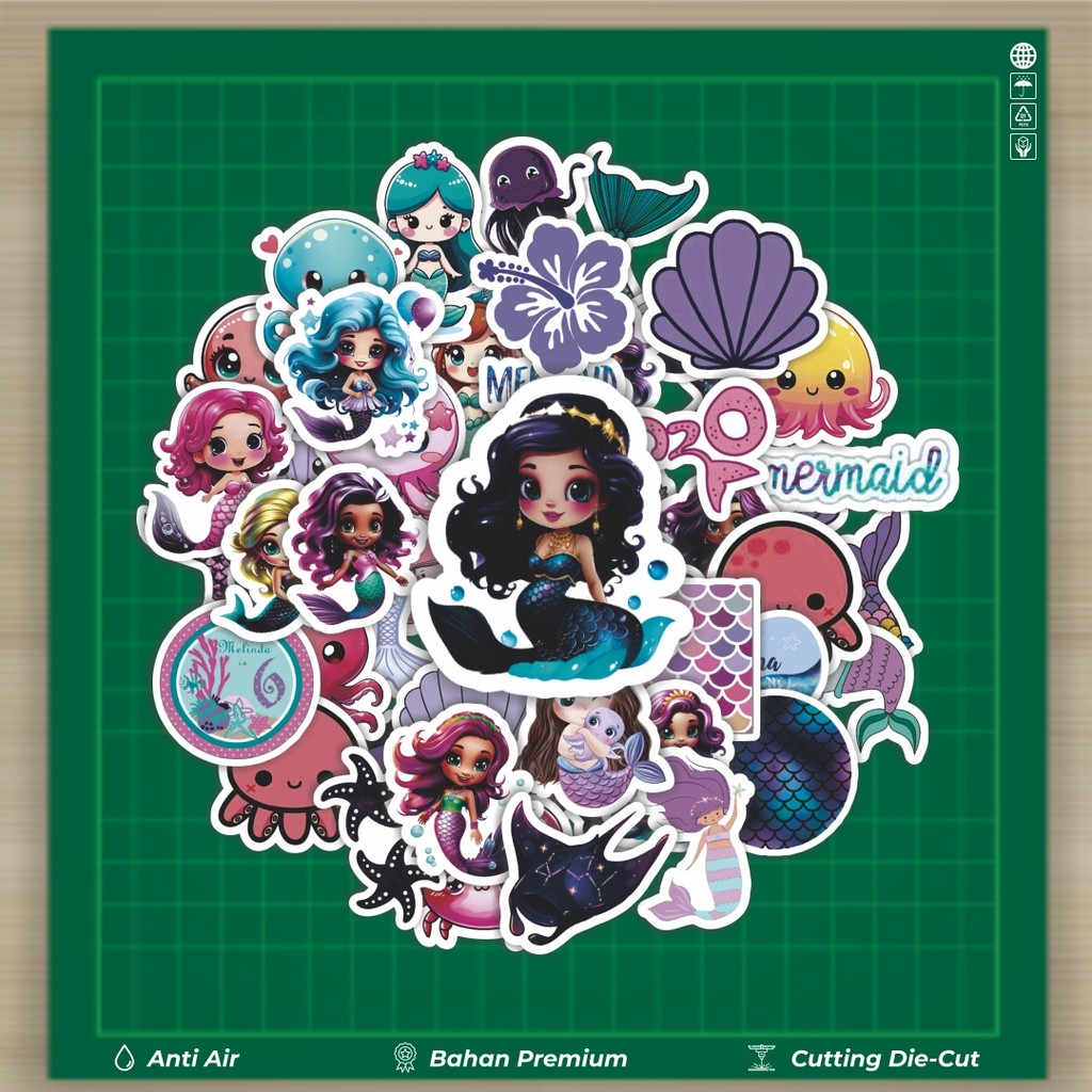

HOT 50 PCS STIKER Stiker The Little Mermaid Stiker Fashion Cars Decal Dingin Kartu Album Custom Vinyl Anti Air- Sticker Aesthetic Buku Journal Koper Casing HP Tablet Laptop Helm Motor Botol Minum