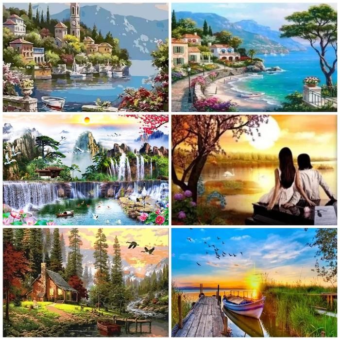 

Home Decor Canvas Paint By Number Kit Digital Oil Painting DIY - 10 Ekstra Brush