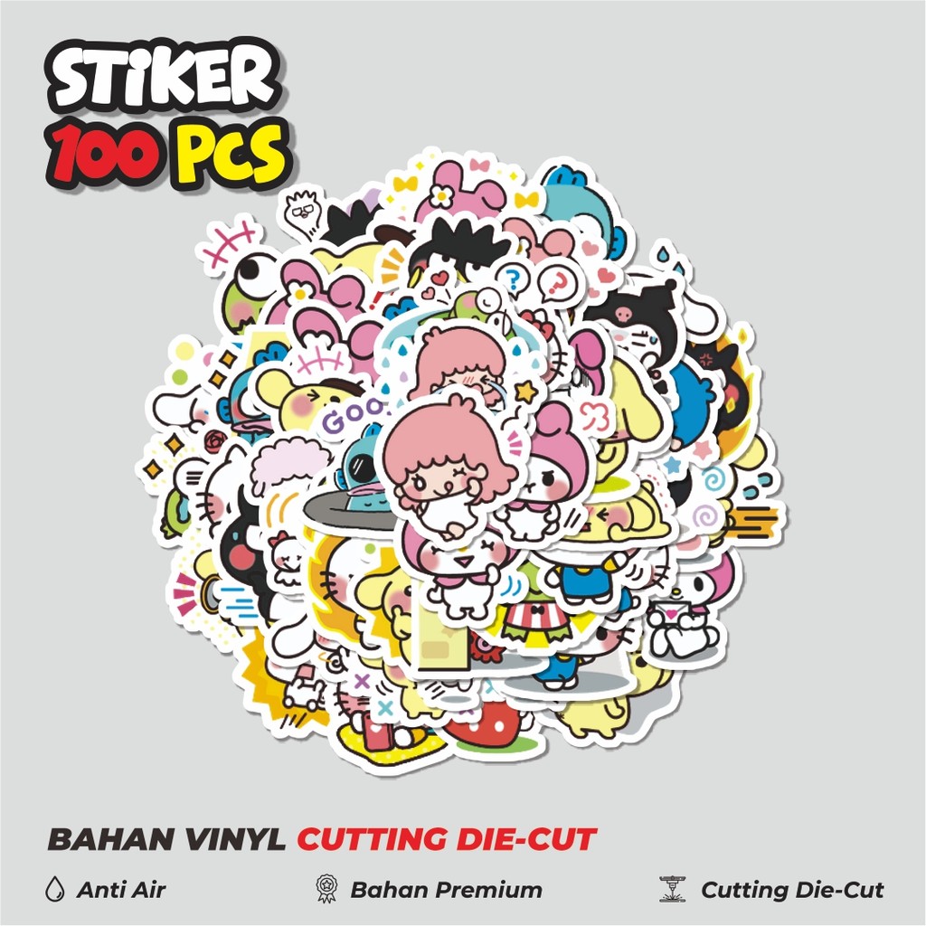 

Terbaru! 50 pcs Stiker Sanrio Cartoon Dekorasi Lucu Kreatif untuk Notebook, Skateboard, HP
