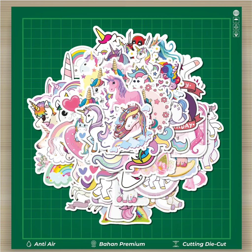 

HOT 50 PCS STIKER Stiker Rainbow Unicorn [Unicorn Pelangi] Stiker Fashion Cars Decal Dingin Kartu Album Custom Vinyl Anti Air- Sticker Aesthetic Buku Journal Koper Casing HP Tablet Laptop Helm Motor Botol Minum