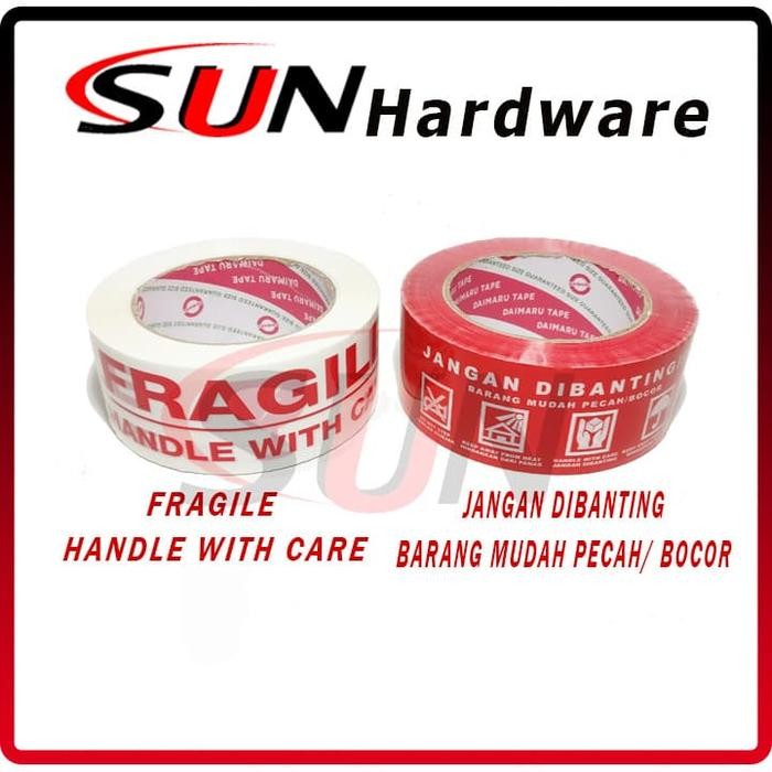 

[BERGARANSI] Harga Promo lakban Isolasi Plastik FRAGILE / JANGAN DIBANTING 48 mm x 100 meter Berkualitas Paling Dicari