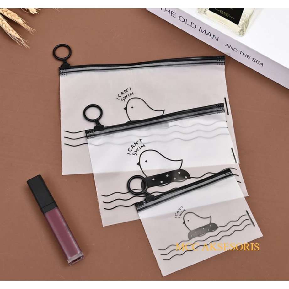 

Zipper Bag Organizer Transparan Doff Motif Bunga Daisy Pouch Masker Transparan Karakter Little Chick Zipper Lock Tempat Pensil Wadah Kosmetik Masker Serbaguna