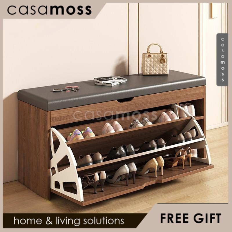 Rak Sepatu Sofa Lemari Sepatu Kayu Rak Sepatu Tertutup Anti Debu Bench Storage Sepatu Rak Sepatu Kay