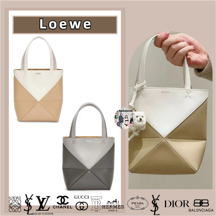 Loewe / Puzzle Fold Series / Mini / Calfskin / Tali Bahu yang Dapat Dilepas / Tas Tote / Tas Bahu / 