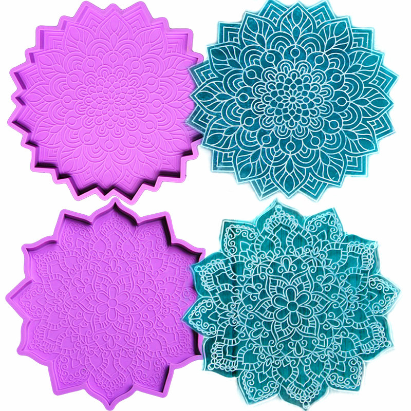 

Mandala Coaster Epoxy Resin Mold Round Tray Cup Mat Casting Silicone Mould Home Decoration DIY Handwork Crafts
