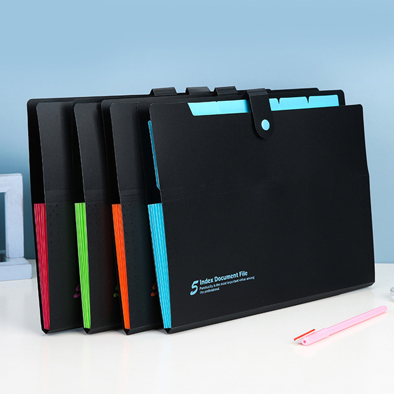 

5 Index Document File Snap Expanding Wallet with 5 dividers Multilayer Document Bag office and school Filling Product Stationery