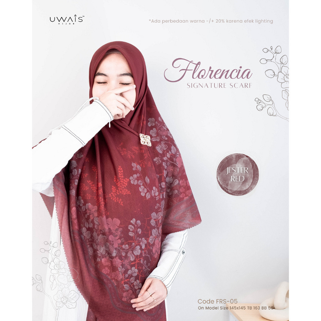 Hijab Segi Empat Motif Terbaru 2025 Jilbab Voal Premium Florencia Scarf By Uwais Hijab