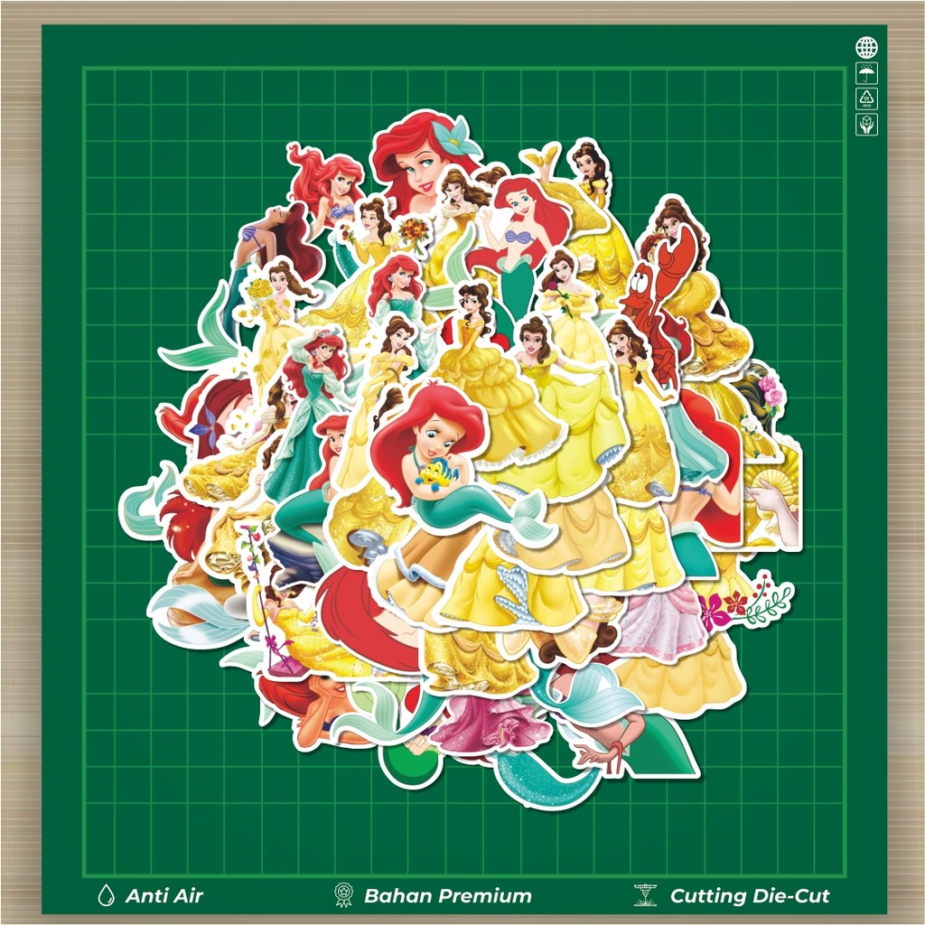 

HOT 50 PCS STIKER Stiker Disney Princess Ariel & Belle Stiker Fashion Cars Decal Dingin Kartu Album Custom Vinyl Anti Air- Sticker Aesthetic Buku Journal Koper Casing HP Tablet Laptop Helm Motor Botol Minum