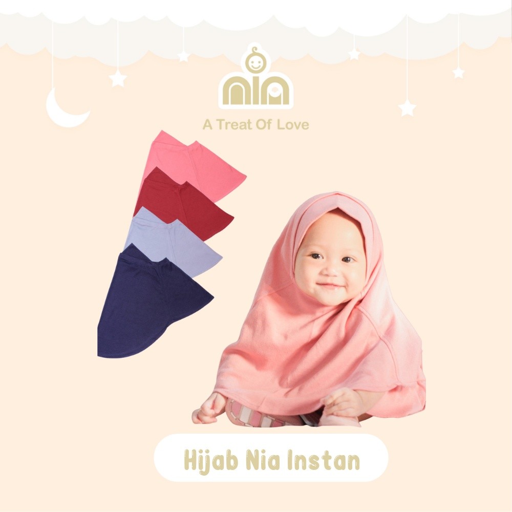 Hijab Instat Anak  NIA Jilbab Bayi Premium Nyaman Mudah Dipakai Polos 0-6 Bulan