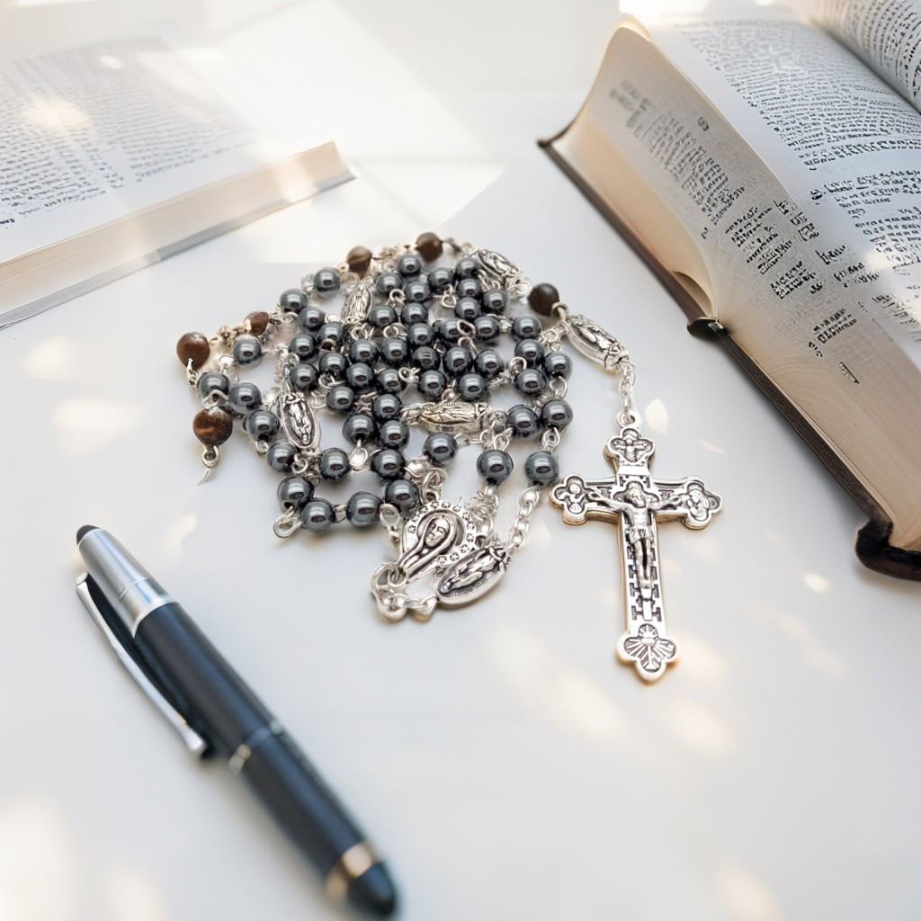 ROSARIO KALUNG BATU BLUSTIN (Import)/ KALUNG ROSARIO KATOLIK / ROSARIO WANITA / ROSARIO PRIA / KONTA