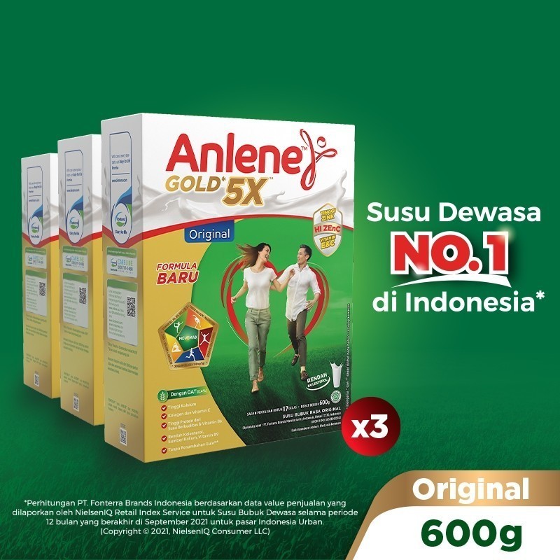 

Anlene Gold 5X Susu Bubuk Dewasa Original 3 x 600g - Nutrisi Tinggi Kalsium Untuk Tulang, Sendi, dan Otot