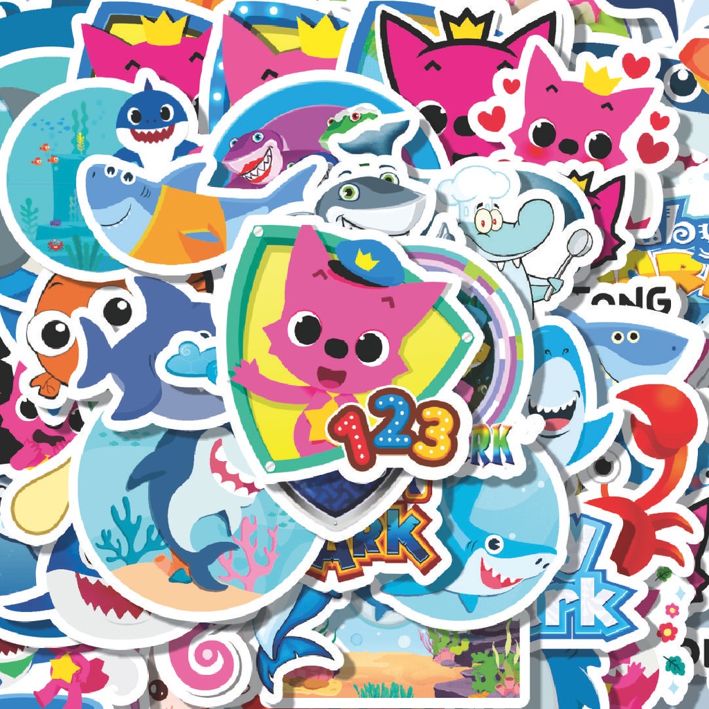 

100PCS Lucu Stiker Baby Shark - Children's Song [Baby Shark - Lagu Anak-anak] Stiker Aesthetic Stiker Anti Air Stikers Berperekat Waterproof sticker decal buat Motor Helm Buku Journal Koper Casing HP Laptop Botol Minum Hadiah anak
