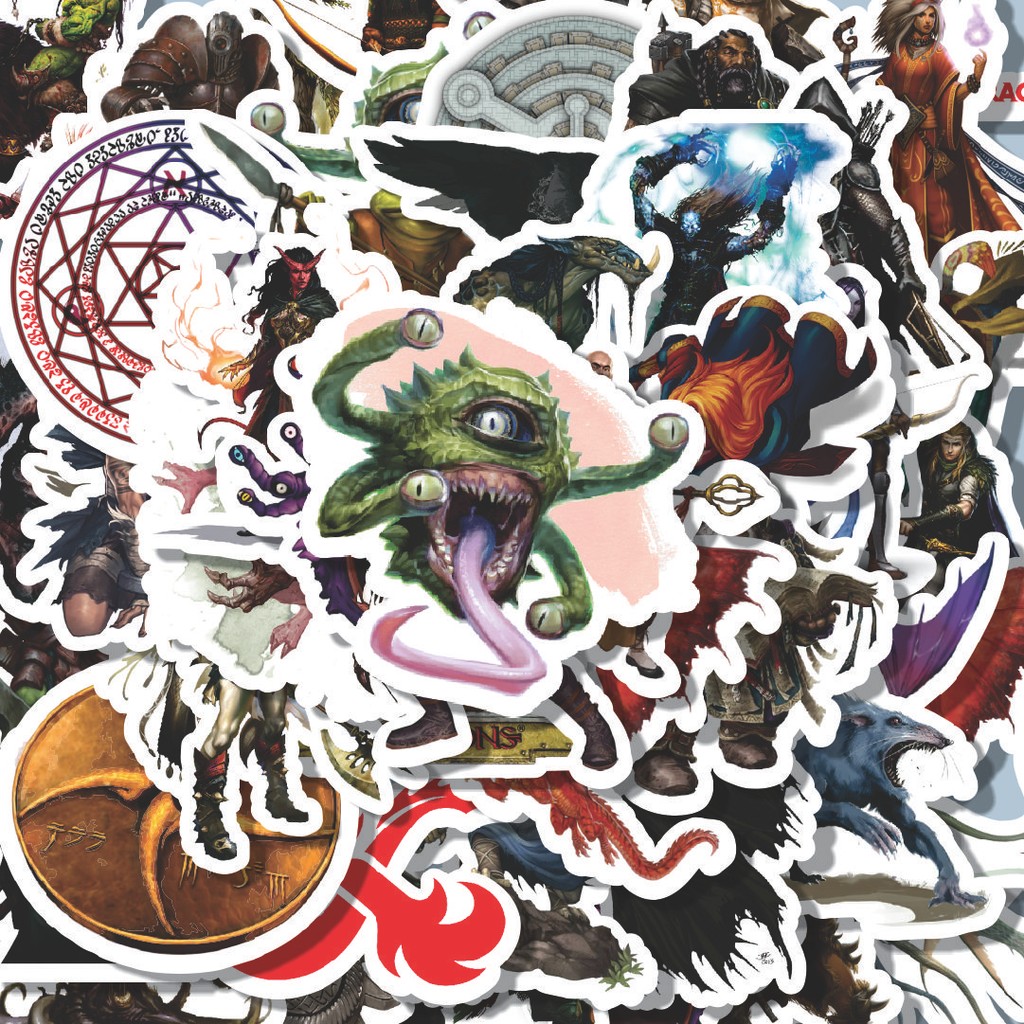 

100PCS Lucu Stiker Dungeon And Dragons Series 1 Stiker Aesthetic Stiker Anti Air Stikers Berperekat Waterproof sticker decal buat Motor Helm Buku Journal Koper Casing HP Laptop Botol Minum Hadiah anak