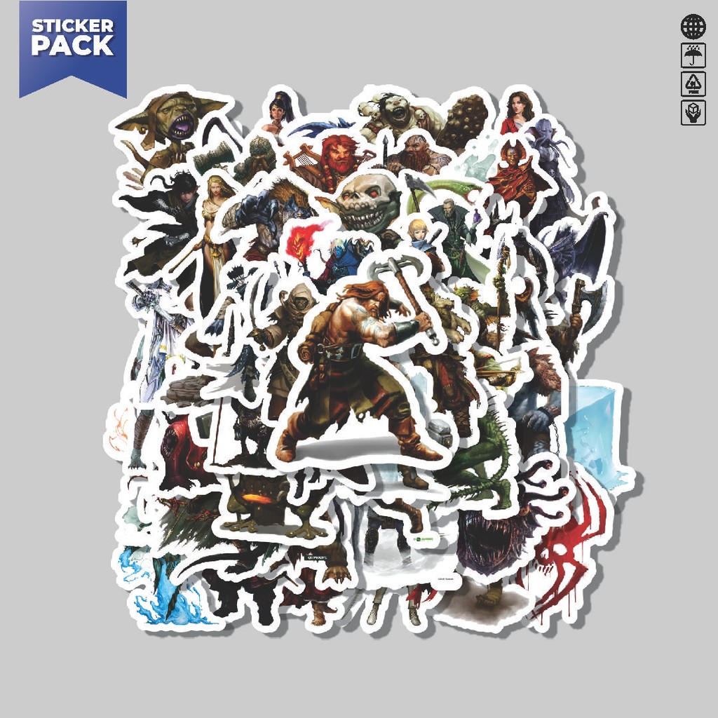

[100PCS]Stiker Pack Stiker Dungeon And Dragons Series 4 Aesthetic Vinyl Anti Air Dekorasi Sticker Laptop Buku Journal Koper Helm Casing HP Gitar Helm Skateboard