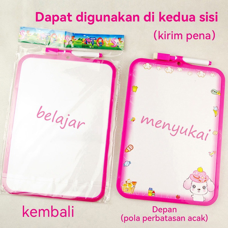 

(Toserba 777) papan tulis 2in1 26X19CM / papan tulis whiteboard 2 sisi / Papan tulis New Free Spidol + Penghapus / Edukasi Gambar White Board M / Papan Tulis Edukasi Gambar White Board Mini Spidol Bisa Dihapus