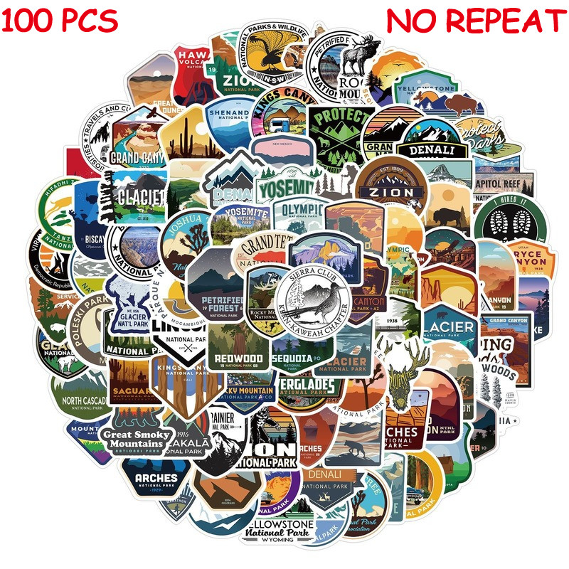 

10/50/100pcs Outdoor National Park Landscape Stickers Aesthetic for Laptop Phone Travel Luggage Guitar Skateboard Car Decals