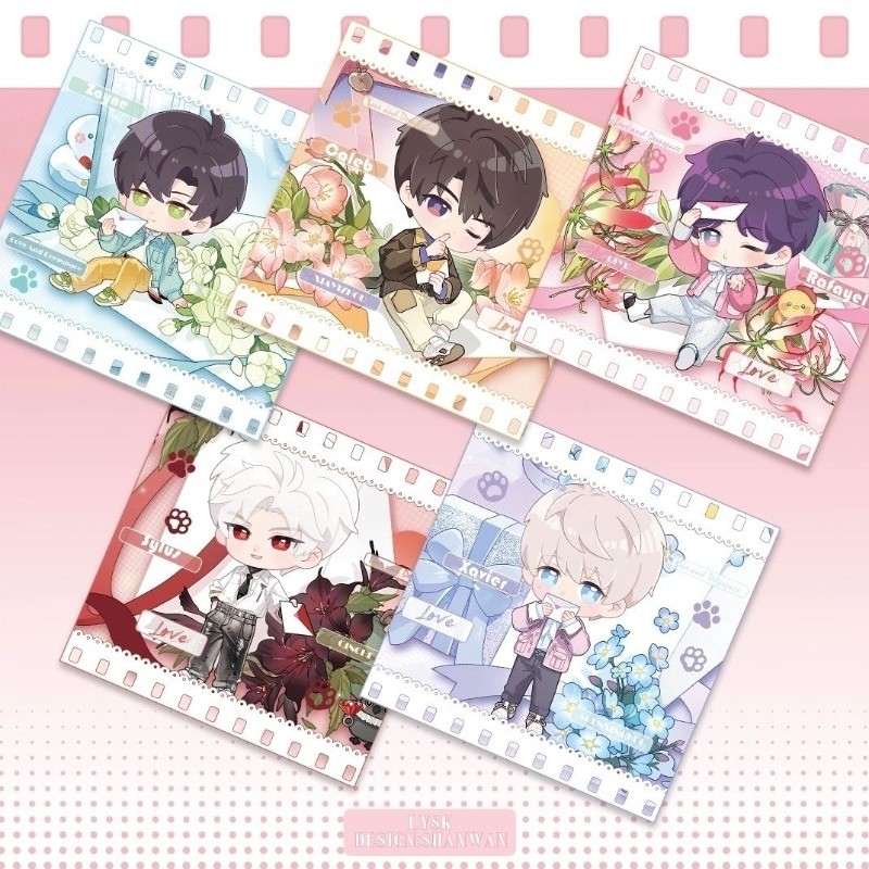 

5Pcs/Set Love and Deepspace Q version Card Xavier Zayne Rafayel ralayo Sylus Caleb Cosplay Rounded Corners LOMO Postcard