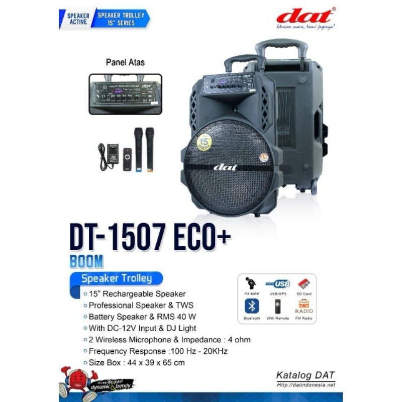 Speaker DAT DT 1507 15inch bisa Karaoke bluetooth Radio suara boom